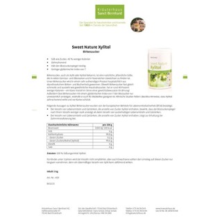 Ксилитол 1 кг от Sanct Bernhard Представяме Ви уникален естествен продукт от Sanct Bernhard – чист ксилитол. Ксилитол на прах на изгодна цена е здравословна и нискокалорийна алтернатива на захарта и мо Ксилитол 1 кг от Sanct Bernhard Представяме Ви уникал