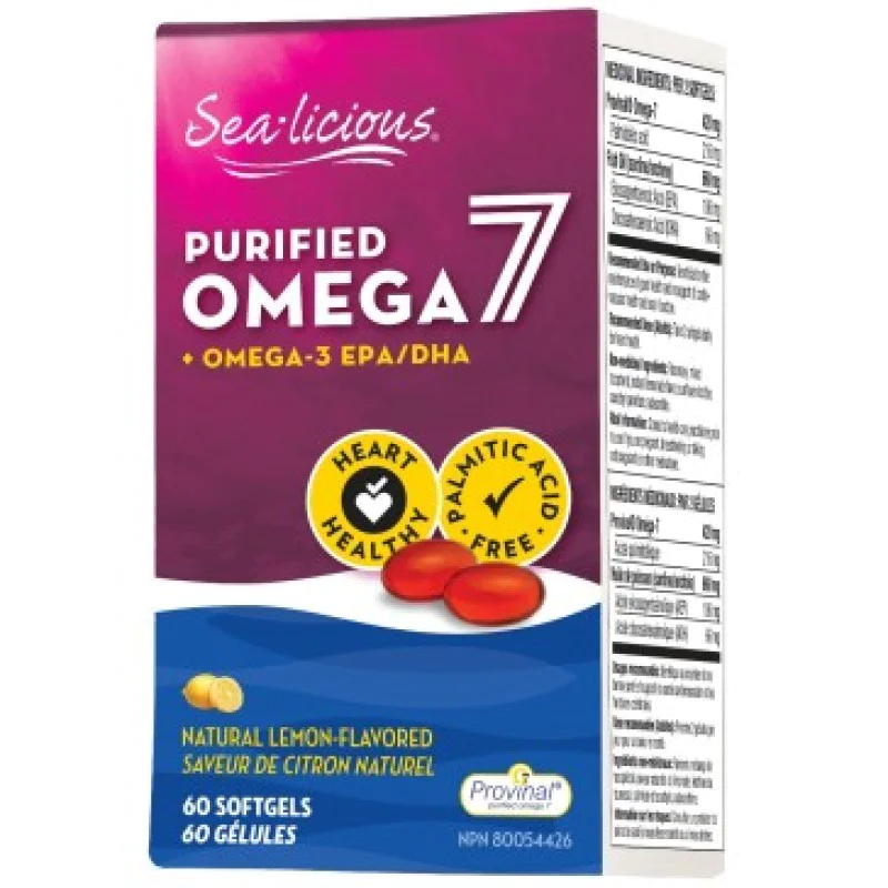 Омега-7 + Омега-3 210 мг 60 капсули Sea-licious Подобрява работата на съдовете и сърцето Регулира налягането и нивото на холестерола Спира стареенето на кожата, тонизира и освежава отвътре Бори се с различ Омега-7 + Омега-3 210 мг 60 капсули Sea-licious П