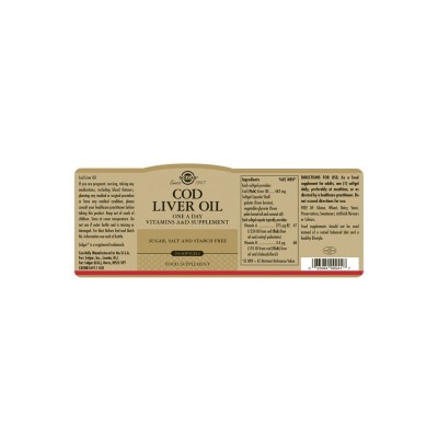 Cod Liver Oil 100 дражета | Solgar Страхотен източник на витамини A и D Богато съдържание на Омега-3 мастни киселини Подсилва имунитета Подпомага зрението Cod Liver Oil 100 дражета на добра&nb Cod Liver Oil 100 дражета | Solgar Страхотен източник на в