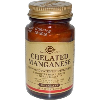 Хелатиран Манган (Chelated Manganese) 8mg 100 таблетки | Solgar