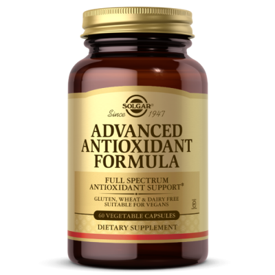 Антиоксидантна Формула (Advanced Antioxidant Formula) 60 капсули | Solgar Мощна антиоксидантна формула Има естествено противовъзпалително действие Укрепва тъканите на косата и ноктите Подпомага еластичност Антиоксидантна Формула (Advanced Antioxidant Form