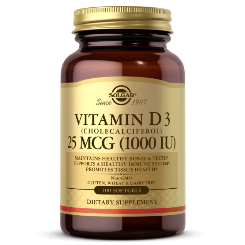 Vitamin D3 25 mcg (1000 IU) 100 гел-капсули | Solgar