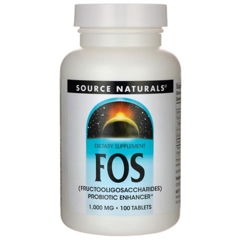 FOS (Fructooligosaccharides) 1,000 мг 100 таблетки | Source Naturals
