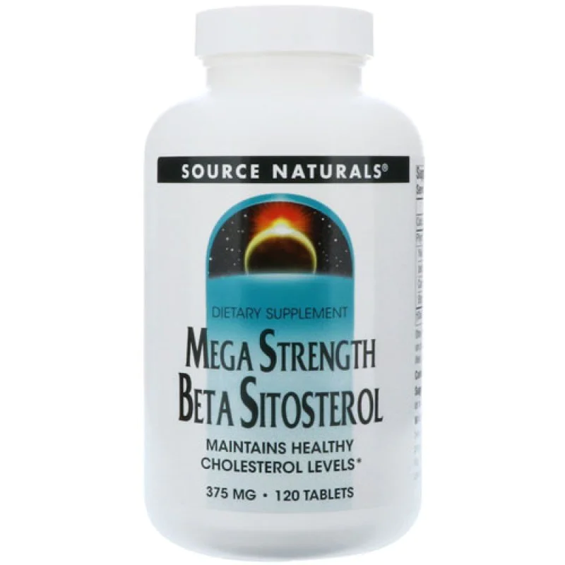Mega Strength Beta Sitosterol 375 mg 120 Tablets | Source Naturals Висококачествен комплекс от растителни стероли Намалява риска от развитие на сърдечни заболявания Насърчава правилното състояние на кръвоносн Mega Strength Beta Sitosterol 375 mg 120 Table
