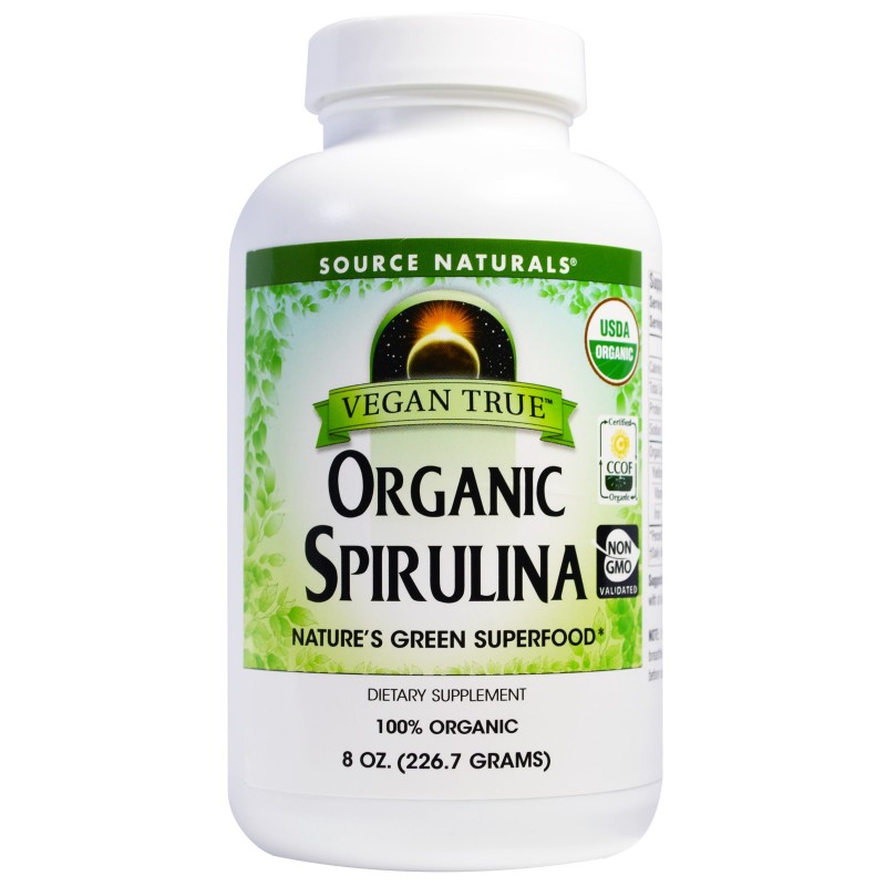 Vegan True Organic Spirulina 226.7 gr Source Naturals