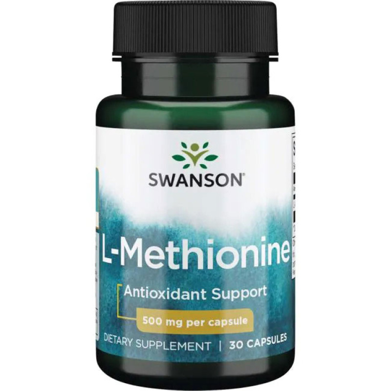 100% Pure L-Methionine 500 мг 30 капсули | Swanson