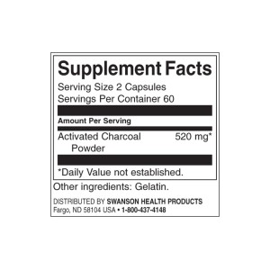 Активен въглен (Activated Charcoal) 260 мг 120 капсули | Swanson