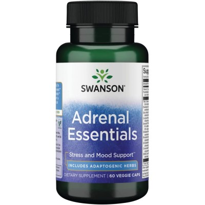 [Adrenal Essentials 60 веге капсули | Swanson Потуваша стреса, грижи се за спокойствието и релексацията Действа успешно срещу безсъние Грижи се за здравето на надбъбречните жлези Добавка за Надбъбречните Жл