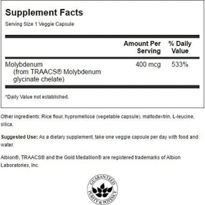 Albion Chelated Molybdenum 400 мкг 60 веге капсули | Swanson