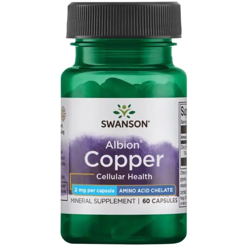 [Albion Copper 2 мг 60 капсули | Swanson Поддържа имунитета За здрава коса и кожа Защитава клетките от оксидативен стрес и свободни радикали Уникална хелатна форма за лесно усвояване Албион Мед 2 мг на к