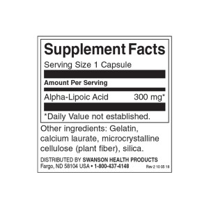 Alpha Lipoic Acid 300 мг 120 капсули | Swanson Alpha Lipoic Acid 300 мг 120 капсули | Swanson