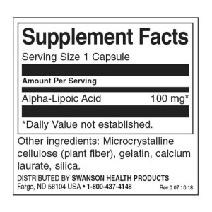 Alpha Lipoic Acid 100 мг 120 капсули | Swanson