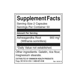 Ashwagandha 450 мг 100 капсули | Swanson