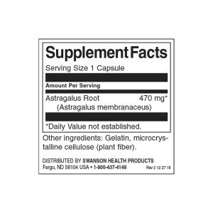 Astragalus Root 470 мг 100 капсули | Swanson