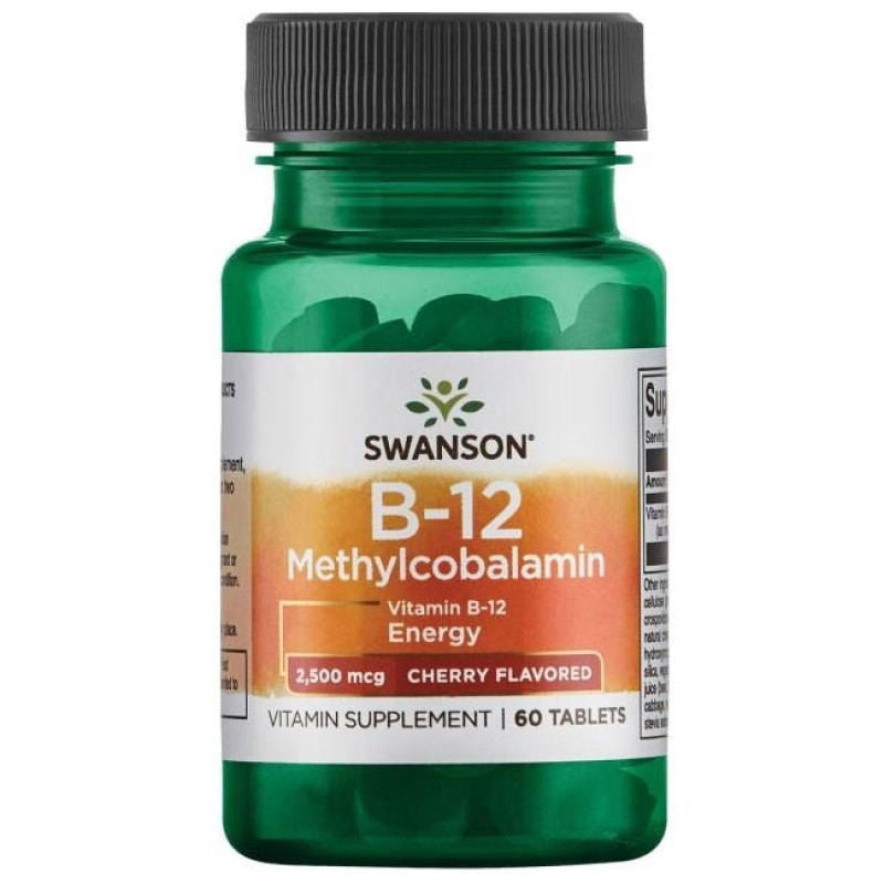 B-12 Methylcobalamin Cherry Flavored 2500 мкг 60 таблетки | Swanson