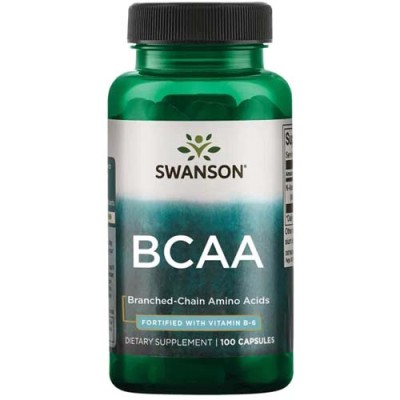 BCAA Branched-Chain Amino Acids 100 капсули | Swanson Играе жизненоважна роля в мускулния растеж и възстановяване Съдържа левцин, изолевцин и валин в антикатаболното съотношение 2: 1:1 Ускорява възстанов BCAA Branched-Chain Amino Acids 100 капсули | Swans
