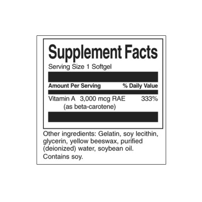Beta Carotene (Vitamin A) 10000 IU 100/250 гел-капсули | Swanson Важно хранително вещество, преобразуващо се във витамин А Допринася за метаболизма на желязо Помага за поддържане на нормалната кожа, лигавици Beta Carotene (Vitamin A) 10000 IU 100/250 гел-