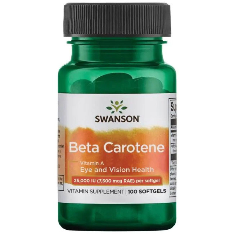 Beta-Carotene (Vitamin A) 25,000 IU 100 Софт Гел | Swanson