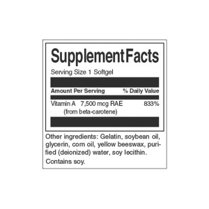Beta Carotene (Vitamin A) 25,000 IU 300 гел-капсули | Swanson