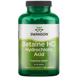 Betaine HCI Hydrochloric Acid with Pepsin 250 капсули | Swanson Betaine HCI Hydrochloric Acid with Pepsin 250 капсули | Swanson
