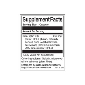Beta Glucan 250 мг 60 капсули | Swanson