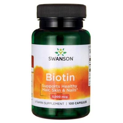 Biotin 5000 мкг 100 капсули | Swanson Biotin 5000 мкг 100 капсули | Swanson