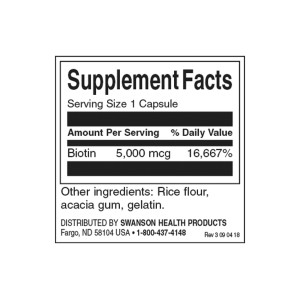 Biotin 5000 мкг 100 капсули | Swanson