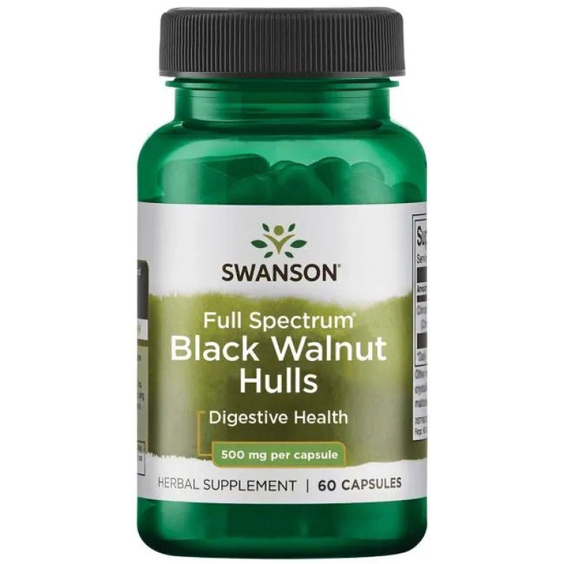 Black Walnut Hulls 500 мг 60 капсули | Swanson