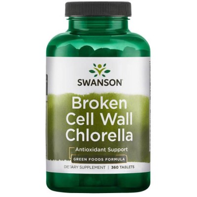 Broken Cell Wall Chlorella 500 мг 360 таблетки | Swanson Broken Cell Wall Chlorella 500 мг 360 таблетки | Swanson