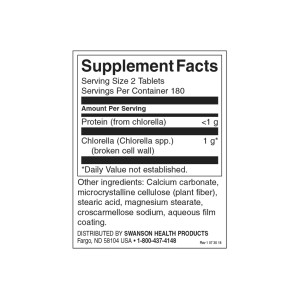 Broken Cell Wall Chlorella 500 мг 360 таблетки | Swanson Broken Cell Wall Chlorella 500 мг 360 таблетки | Swanson