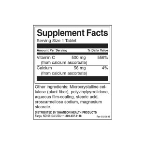 Buffered C Vitamin Supplement 500 мг 250 Таблетки | Swanson