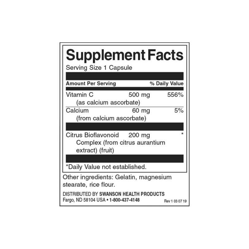 Buffered Vitamin C with Bioflavonoids 100 капсули | Swanson Buffered Vitamin C with Bioflavonoids 100 капсули | Swanson