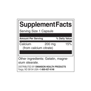 Calcium Citrate 200 мг 60 капсули | Swanson