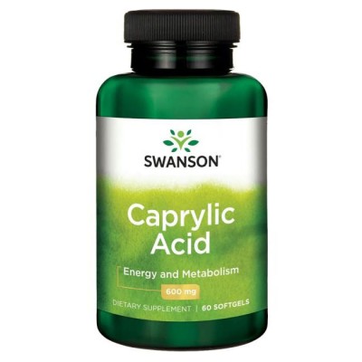 Caprylic Acid 600 мг 60 гел-капсули | Swanson Увеличава естествените нива на енергия и тонус Поддържа микробния баланс в чревната система Помага за облекчаване на акне Намалява риска от неподатливост към н Caprylic Acid 600 мг 60 гел-капсули | Swanson Уве