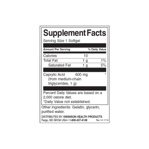 Caprylic Acid 600 мг 60 гел-капсули | Swanson