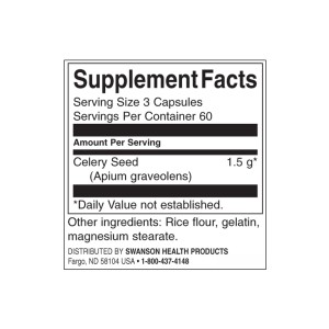 Celery Seed Maximum Strength 500 мг 180 капсули | Swanson
