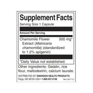 Chamomile Flower Extract 500 мг 60 капсули | Swanson