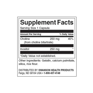 Choline & Inositol 250 капсули | Swanson