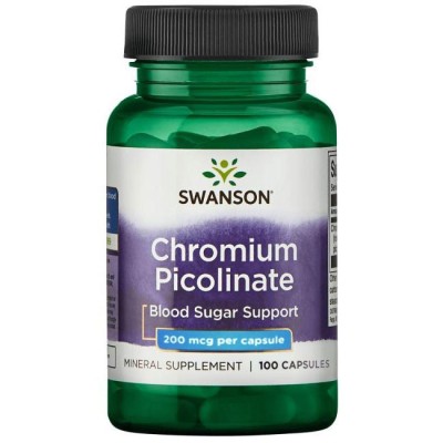 Chromium Picolinate 200 мкг 100 капсули | Swanson Chromium Picolinate 200 мкг 100 капсули | Swanson