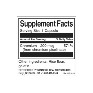 Chromium Picolinate 200 мкг 100 капсули | Swanson