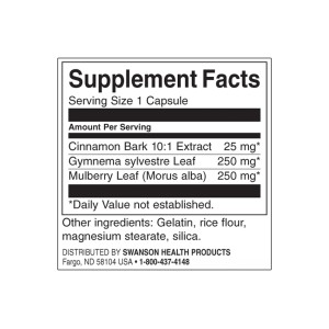 Cinnamon Gymnema Mulberry Complex 120 капсули | Swanson
