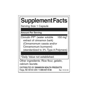 Cinnulin PF Cinnamon Extract 150 мг 120 капсули | Swanson