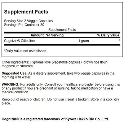 Cognizin Citicoline 500 мг 60 веге капсули | Swanson Cognizin Citicoline 500 мг 60 веге капсули | SwansonЗа предотвратяване на свързания с възрастта когнитивен спад
Дава на мозъка необходимото гориво за максимална ефективност
Предпазва от поява [Cognizin Citicoline 500 мг 60 веге капсули | Swanson За предотвратяване на свързания с възрастта когнитивен спад Дава на мозъка необходимото гориво за максимална ефективност Предпазва от поява на Алцхаймер
