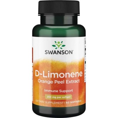 D-Limonene Cold-Pressed Orange Peel Extract 250 мг 60 гел-капсули | Swanson Има детоксикиращи свойства Има антиканцерогенни действия Спира растежа на различни видове туморни образувания Мощно сре D-Limonene Cold-Pressed Orange Peel Extract 250 мг 60 гел-к