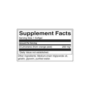 D-Limonene Cold-Pressed Orange Peel Extract 250 мг 60 гел-капсули | Swanson