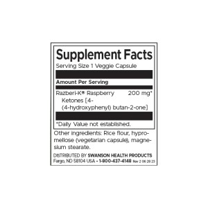 Double Strength Razberi-K Raspberry Ketones 200 мг 60 веге капсули | Swanson Double Strength Razberi-K Raspberry Ketones 200 мг 60 веге капсули | Swanson