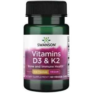 Extra Strength Vitamins D3 & K2 60 веге капсули | Swanson
