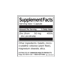 Extra Strength Zinc Picolinate 50 мг 60 капсули | Swanson