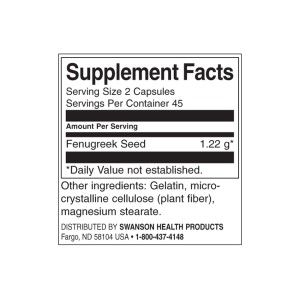 Fenugreek Seed 610 мг 90 капсули | Swanson