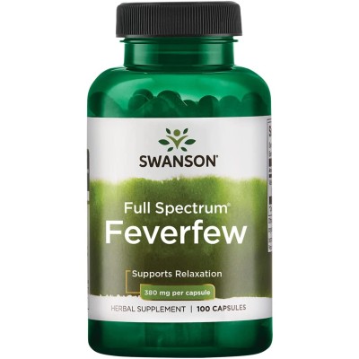 Feverfew 380 мг 100 капсули | Swanson Помага при тревожност, стрес, безпокойство За предотвратяване на мигренозно главоболие Подпомага сърдечното здраве Облекчава менструални болки Вратига 380 мг 100 ка Feverfew 380 мг 100 капсули | Swanson Помага при тре